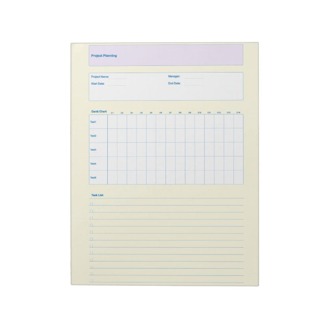 Project Planning Template, Printable Planner Sheet Anteckningsblock (Roterad)