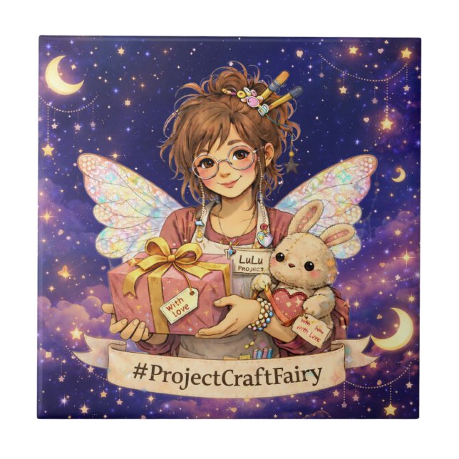 #ProjectCraftFairy Nattläge Keramisk Koppunderlägg Kakelplatta (Framsidan)