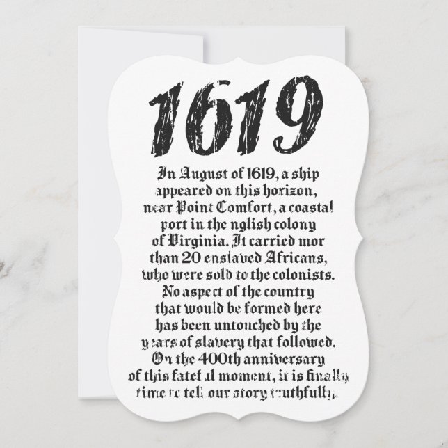 Projekt 1619 Etablerad amerikansk svart historia Inbjudningar (Framsida)