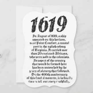 Projekt 1619 Etablerad amerikansk svart historia Inbjudningar