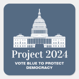 Projekt 2024 Omröstning för demokrati Fyrkantigt Klistermärke