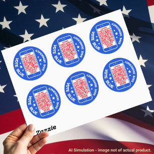 Projekt 2025: "Rösta blått - Spara demokrati!" QR- Runt Klistermärke