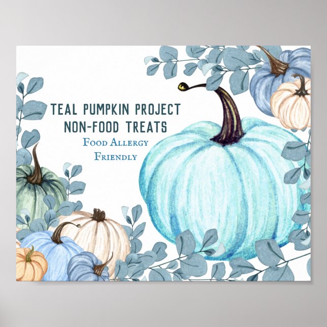 Projekt för livsmedelsallergi, Friendly Teal Pumpk Poster (Framsidan)