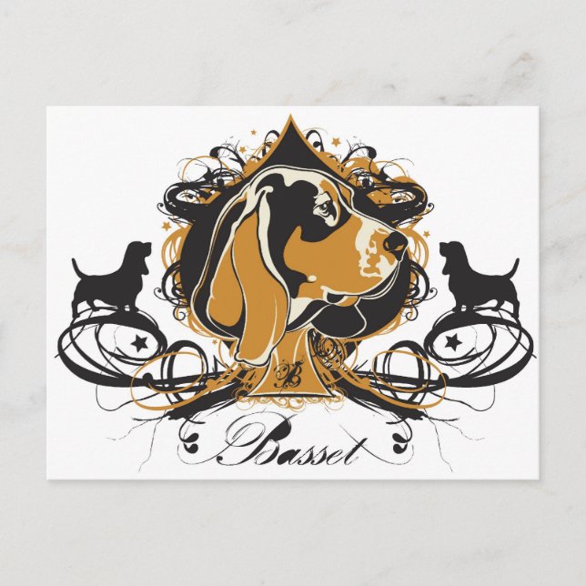 Projekt Hund Basset Hound Vykort (Framsida)