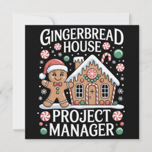 Projektledare för pepparkakshus bakar kakor julkort