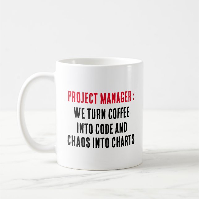 Projektledare Vi gör kaffe till kod och cha Kaffemugg (Vänster)