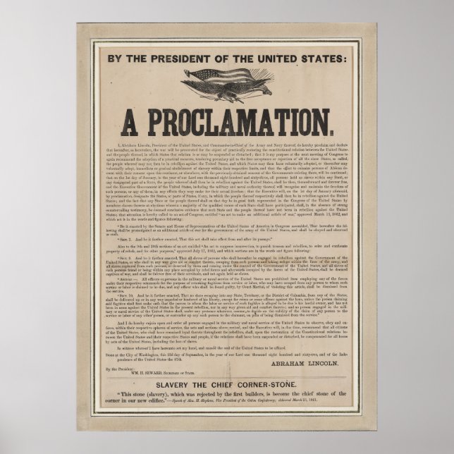 Proklamation Broadside Preliminary Emancipation Pr Poster (Framsidan)