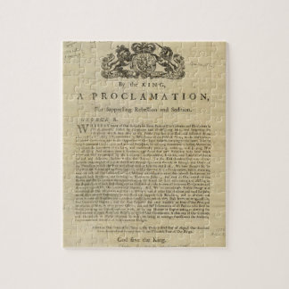 Proklamation från Kung för att undertrycka upprore Pussel