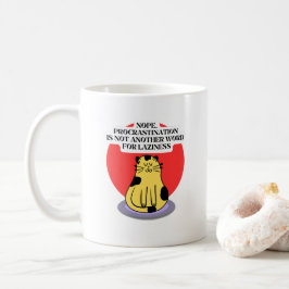 Prokrastineringstema Katt Meme Kaffemugg