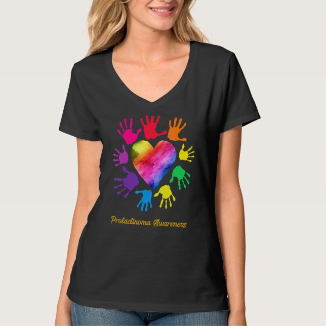 Prolactinoma Medvetenhet Händer Prolactinoma T Shirt (Framsida)