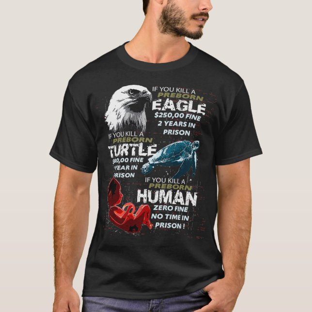 ProLife AntiAbortion T Eagle Turtle Human Women Shirt (Framsida)