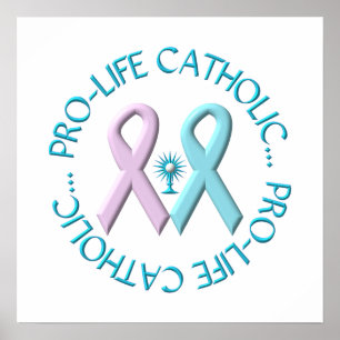 ProLife Catholik w/Monstrance & Rosa/Blue Rosett b Poster