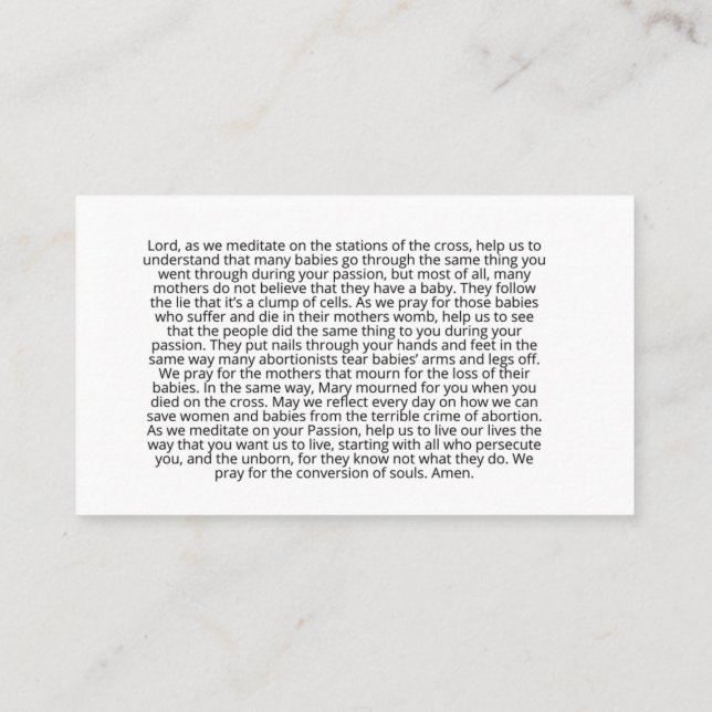 Prolivbön för station i kor visitkort (Baksida)