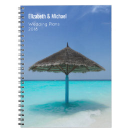 Pröll på tropisk Beach-bröllopsplan Anteckningsbok Med Spiral