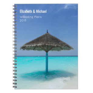Pröll på tropisk Beach-bröllopsplan Anteckningsbok Med Spiral