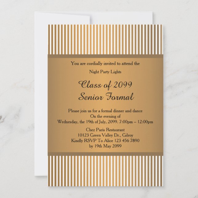 Prom-formell klass 2099,guld bronze,original inbjudningar (Framsida)