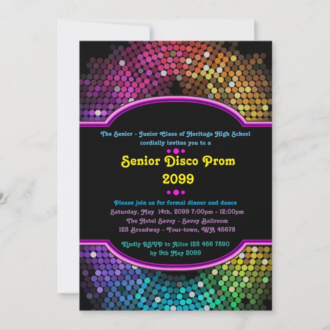 Prom-junior, Disco, Gatsby stil, Disco-ljus Inbjudningar (Framsida)