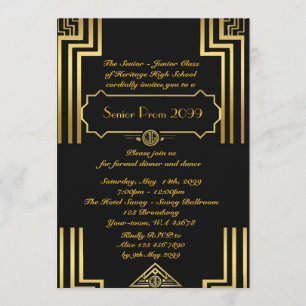 Prom-junior,Gatsby stil,art-deco, svart Inbjudningar