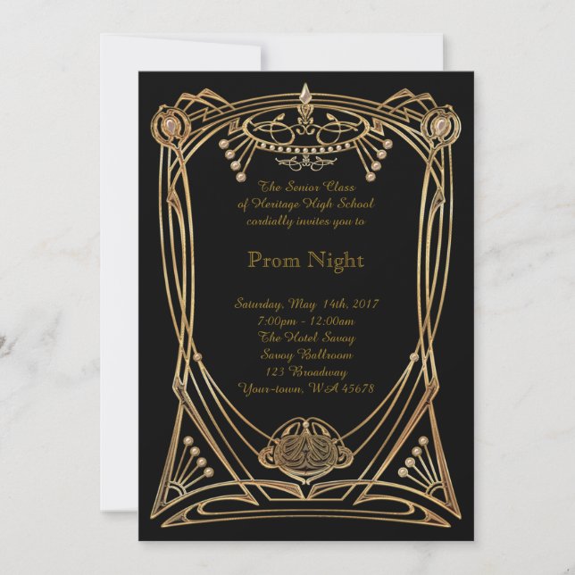 Prom Night elegant art-deco stil Inbjudningar (Framsida)