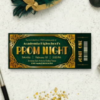 Prom Night - Gatsby Invitation Ticket Invitation Inbjudningar