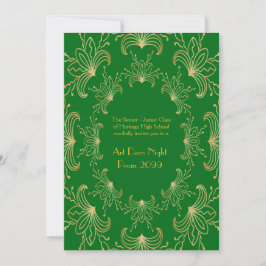 Prom Senior, Art Deco, Flowers Stylized, emerald Inbjudningar
