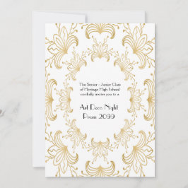 Prom Senior, Art Deco, Flowers Stylized, white gul Inbjudningar