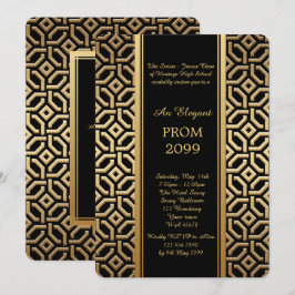 Prom Senior-Junior, Black Guld Geometric Emperor Inbjudningar