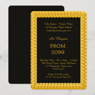 Prom Senior-Junior, Braided Guld, Black, Art deco Inbjudningar