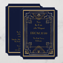 Prom Senior-Junior, flottan, Guld Geometric,Art De Inbjudningar