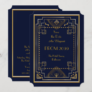 Prom Senior-Junior, flottan, Guld Geometric,Art De Inbjudningar