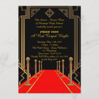 Prom Senior-Junior, Gatsby stil, Red Carpet Night Inbjudningar