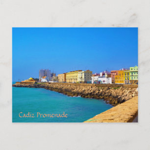 Promenad i Cadiz, (målade) Spanien, Vykort