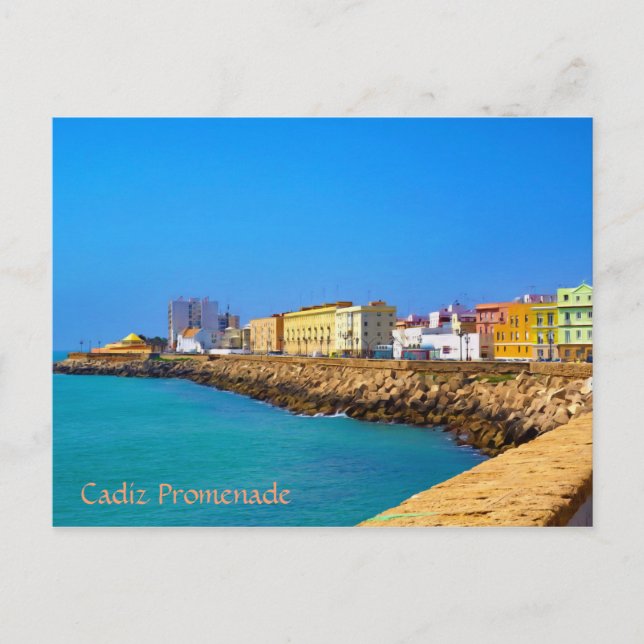 Promenad i Cadiz, (målade) Spanien, Vykort (Framsida)