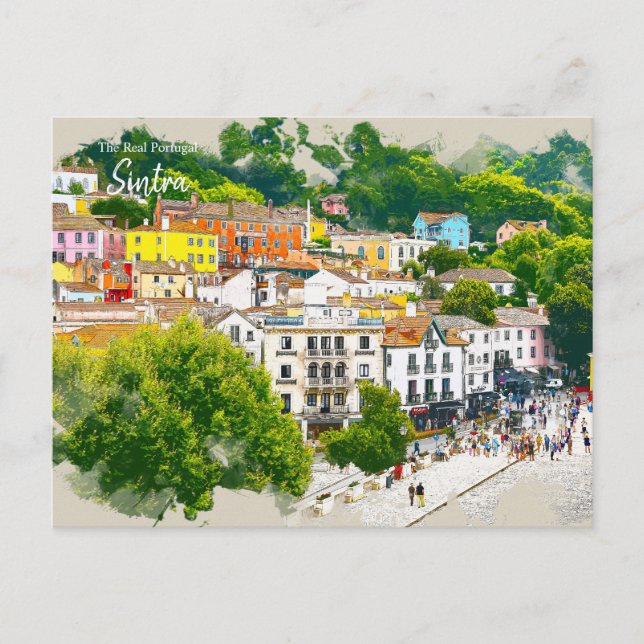 Promenad i Sintra, Portugal Vykort (Framsida)