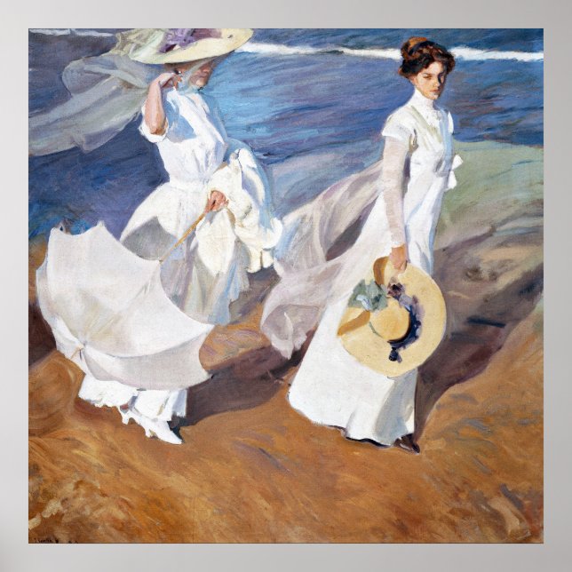Promenad längs havet av Joaquin Sorolla Poster (Framsidan)