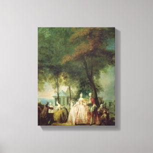Promenad på Longchamp, c.1760 Canvastryck