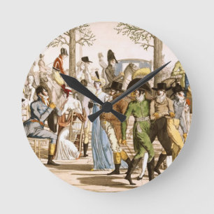 Promenad på Longchamps, 1802 (gravyr) Rund Klocka