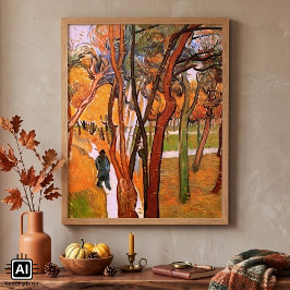 Promenaden: Fallande löv av Vincent van Gogh Poster