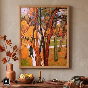 Promenaden: Fallande löv av Vincent van Gogh Poster