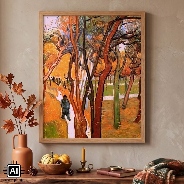 Promenaden: Fallande löv av Vincent van Gogh Poster (The Walk: Falling Leaves by Vincent van Gogh is a vintage fine art post impressionism painting.)