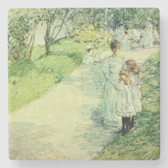 Promenaders i trädgården, 1898 underlägg sten (Framsidan)