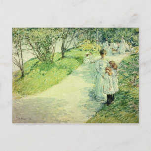 Promenaders in the trädgård, 1898 vykort