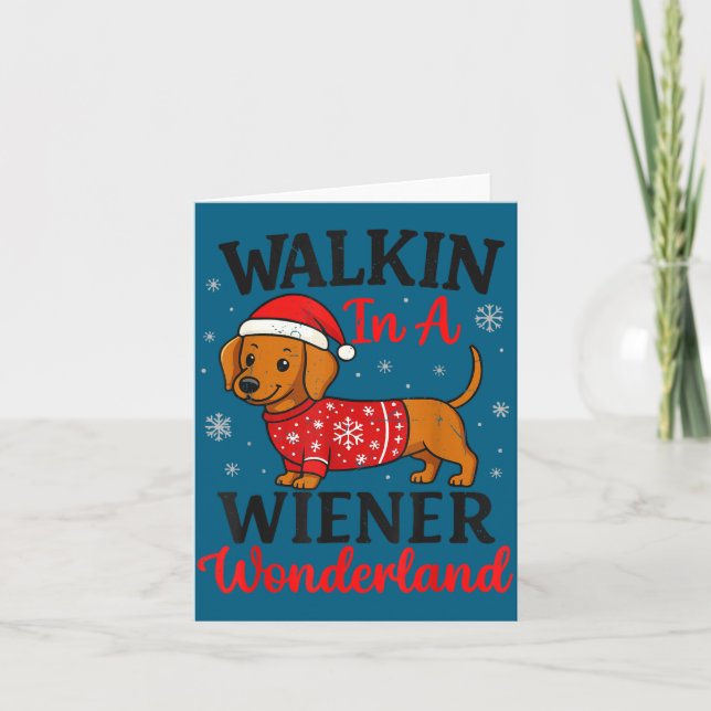Promenerar i Wienerunderland Mini Dachshund Jul Kort (Framsida)