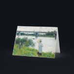 Promenpromenaden med järnvägsbron vid Monet. Kort<br><div class="desc">"Promensträ med järnvägsbron i Argentina",  målning av berömd av Claude Monet</div>