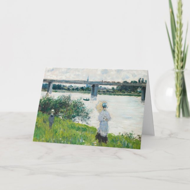 Promenpromenaden med järnvägsbron vid Monet. Kort (Framsida)