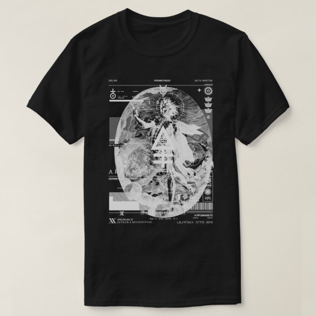 PROMETHEUS  Sol Invictus  Apollo  Alchemy Occult  T Shirt (Design framsida)