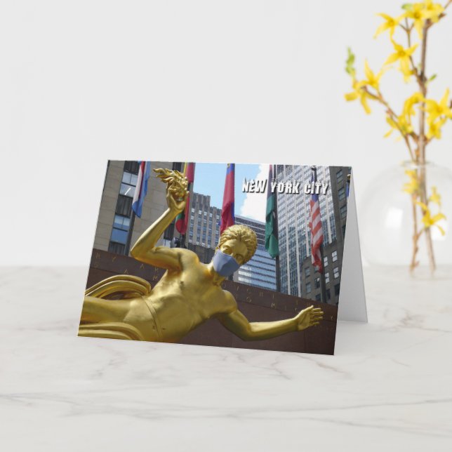 Prometheus wear a ansikte mask - NYC-kort Kort (Gul blomma)