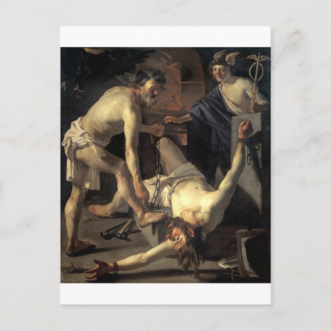 Prometheus With Chached, av Dirck van Baburen Vykort (Framsida)