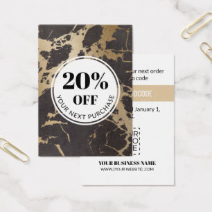 Promo Code Black Guld Marble-rabattkort Visitkort