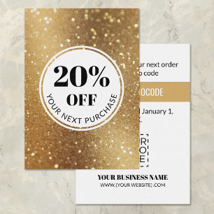 Promo Code Guld Faux Glitter rabattkort Visitkort
